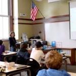 Miwa Casper, a 5th-grade Japanese immersion teacher at McDonald International explains a math problem to her class.